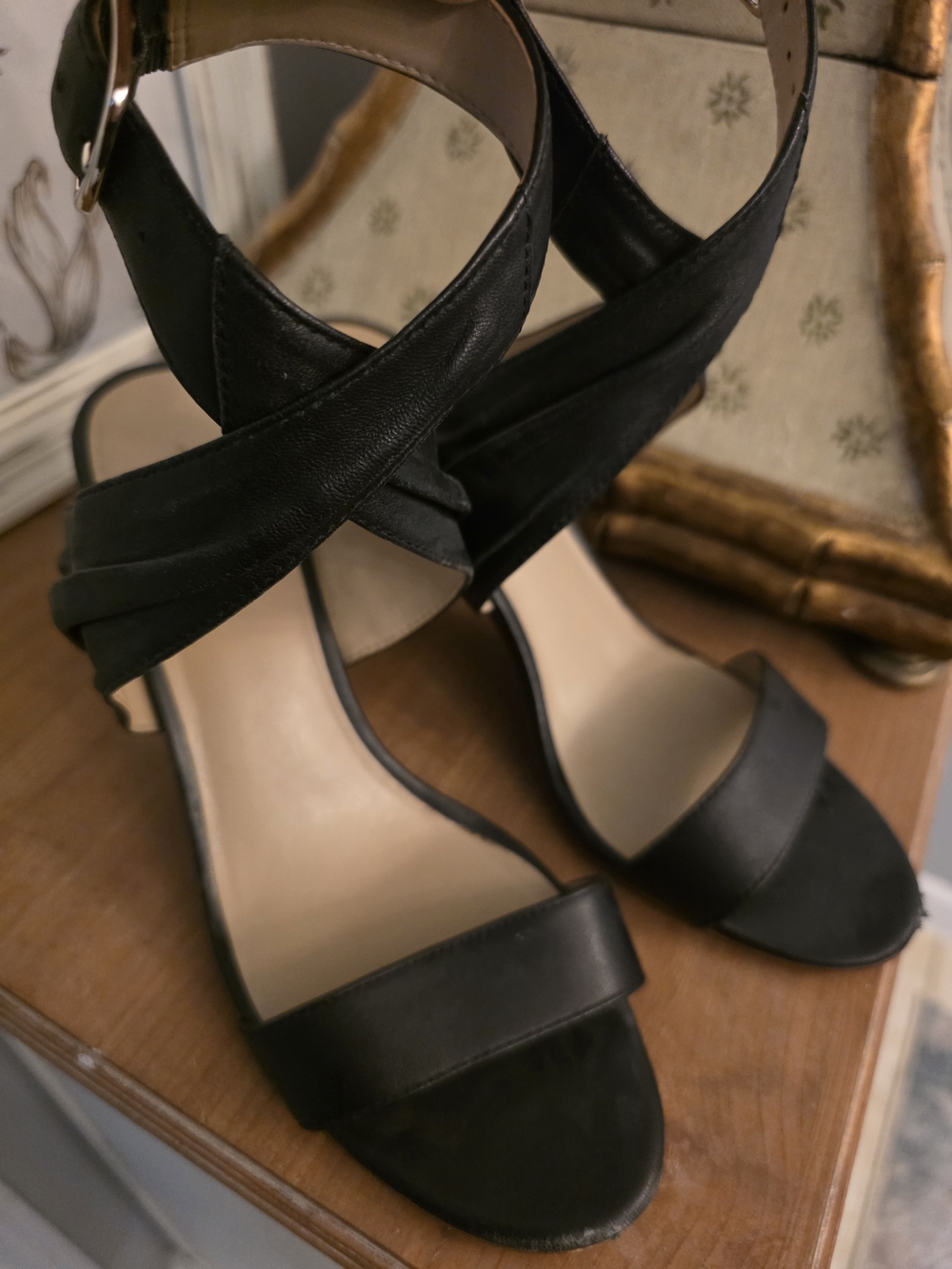 Classic Black Crisscross Ankle-Strap Heels